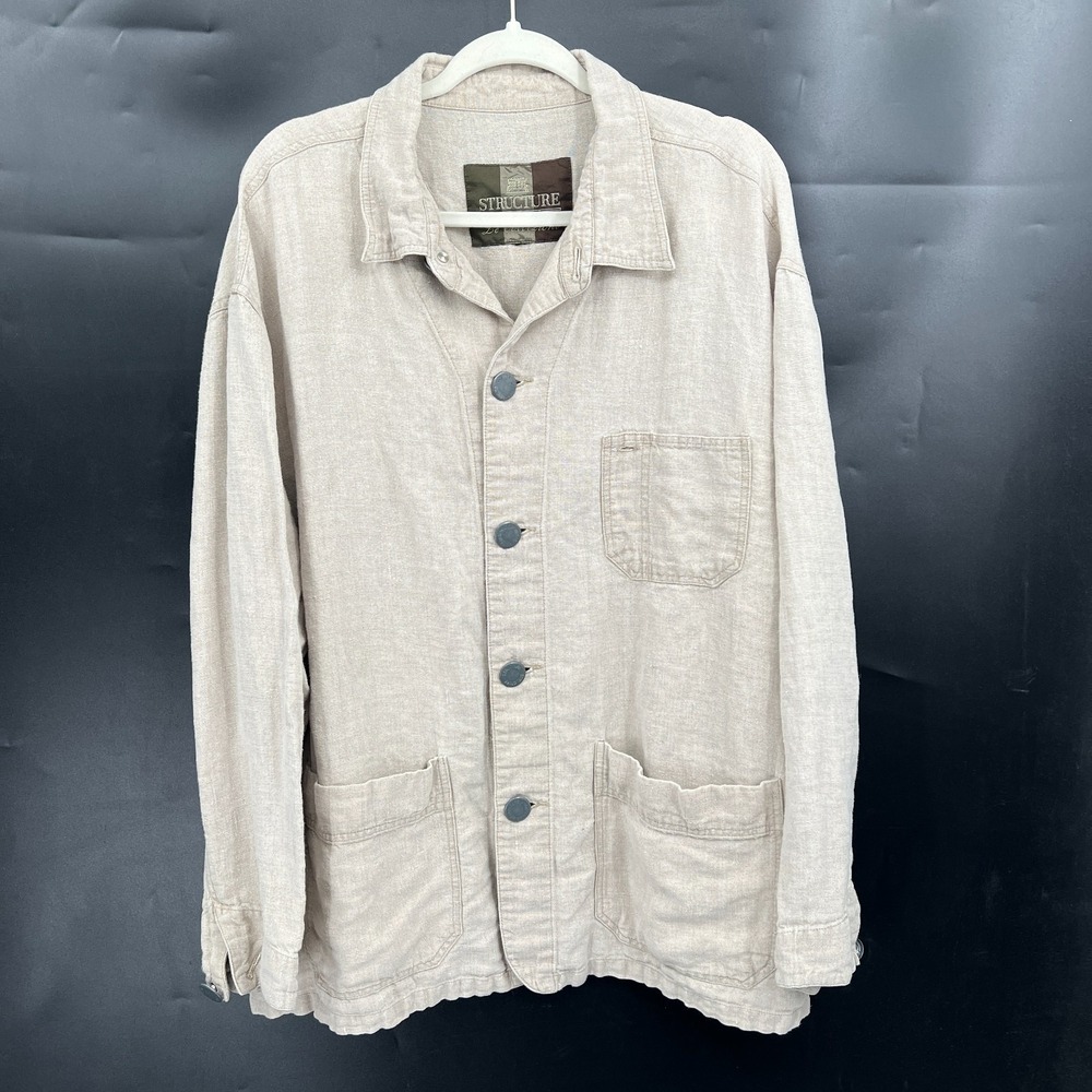 Structure Le Collexioni 100% linen lightweight jacket old money vacation boho XL